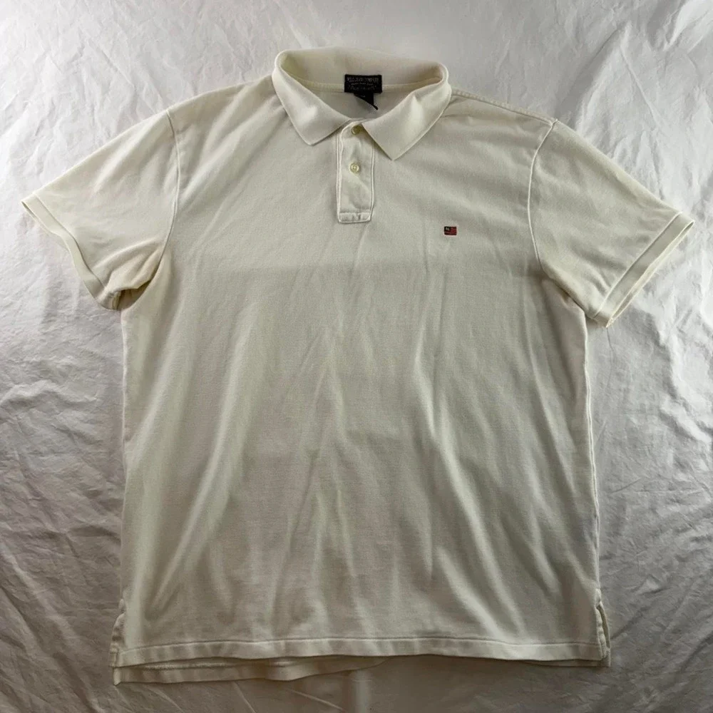 Polo Ralph Lauren White American Flag Logo Polo Shirt Mens XL Preppy Old Money